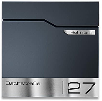 Metzler Design Briefkasten Thobe - inkl. V2A Edelstahl-Namensschild - Wandbriefkasten in Anthrazit RAL 7016 - Postkasten inkl. Zeitungsfach - Größe: 37 x 37 x 10,5 cm