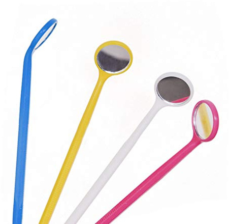 DOITOOL 40Pcs Espejo Dental Desechable, Instrumento Oral De Inspección | 4 Colores Clasificados, Mango Largo Ligero, Uso Profesional Y Doméstico, Ideal Para Clínicas Dentales Y Cuidado Oral Diario