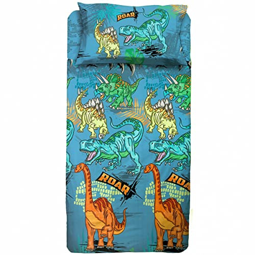 hermet Dinosaures | Parure de lit Simple | 1 Place | 100% Coton