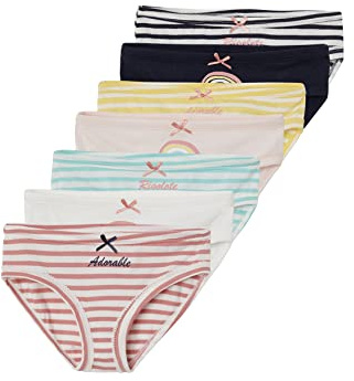 VERTBAUDET Lot de 7 Culottes Fille Coton Maille Rayures Lot Ivoire rayé 10A