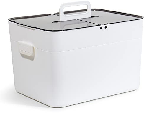 Theo&Cleo - Contenitore per medicinali, Grande, Kit di Pronto Soccorso, Scatola per medicinali, XXL, Stile Vintage, Bianco