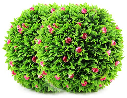 Sunnyglade Künstliche Pflanze, Formschnittkugel, Buchsbaum, dekorative Kugeln für Hinterhof, Balkon, Garten, Hochzeit und Heimdekoration, Rosa, 2 Stück