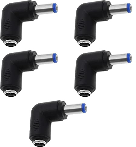 5PCS DC Power Connector Adapter 90 Degree Right Angle 2.1mm x 5.5mm Male Plug to 2.5mm x 5.5mm Female Jack Coupler Converter for Laptop CCTV Camera