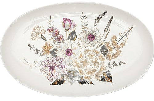 GreenGate Estella Servierplatte klein oval Weiss 15x24 cm
