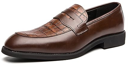 Mocassins Décontractés pour Hommes Business Chaussures Appartements en Cuir Fait À La Main Hommes Mocassins,Marron,46 EU