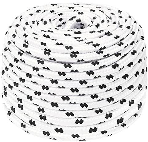 Homgoday Bootsseil Geflochten Ankerleine Festmacher Tauwerk Seil Tau Polypropylenseil Geflochten Flechtleine Gartenseil Outdoorseil Allzweck Seil für Bootsport Segeln Weiß 8 mmx100 m Polyester