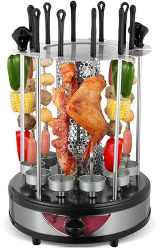 Grill Électrique Vertical Sans Fumée Pour La Maison, Poêle À Barbecue Rotatif Automatique, Brochette Sans Fumée Avec Carter D'Huile Intégré Pour La Maison, Les Voyages En Plein Air, La Randonnée, Le