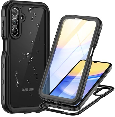 Focusor für Samsung Galaxy A15 5G Hülle IP68 Wasserdicht 360 Grad Outdoor | Schwarz,Wasserfest Schutzhülle,Waterproof,Handyhülle mit Displayschutz,Stoßfest Panzerhülle,Full Cover,Staubdicht,Baustelle