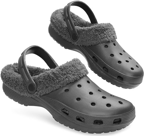 CityComfort Zuecos Invierno con Forro de Sherpa para Hombre - Regalos Hombres (Gris, 43 EU)