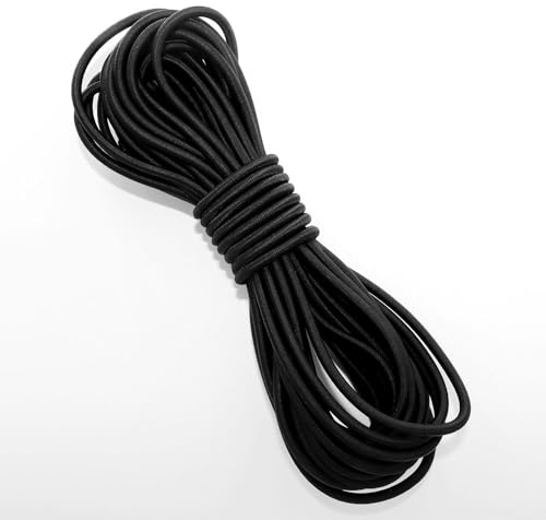 Cordoncino elastico, rotondo, 3 mm, 9,1 m, nero, pesante, per cucito, artigianato, fai da te e campeggio