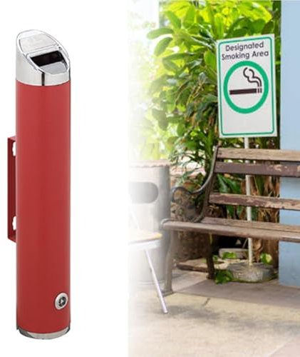 GUODDM Wandaschenbecher Für Draußen, Wandaschenbecher Für Draußen, Wand-Aschenbecher Edelstahl Outdoor Zigaretten-Aschenbecher Creative Public Smokeless Ash Tray Smoking Receptacles Abschließbar(Red)