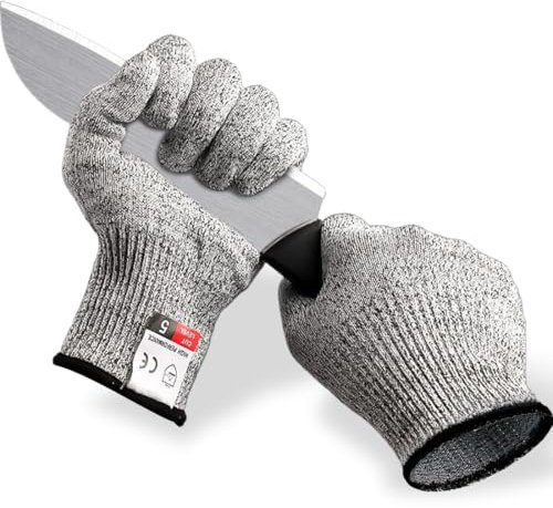 KOLZEMV 1 Paire de Gants Anti Coupure, gants anti coupure, gant anti coupure, Protection de Niveau 5 - Protection Contre les Coupures du Quotidien, gant cuisine (cuisine, bricolage) (M)