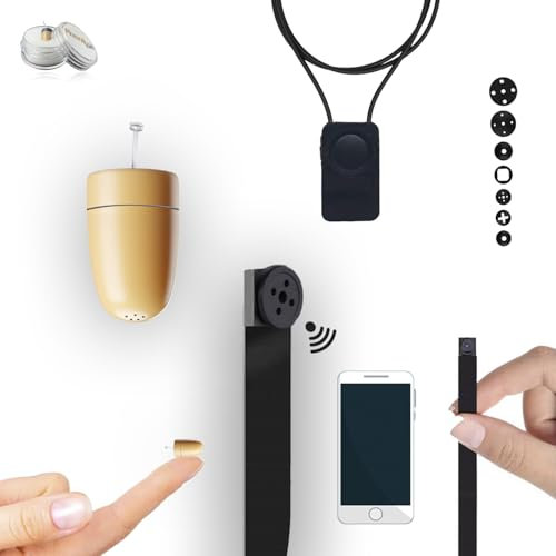 Pinganillosocultos Kit Completo Mini Camara Espia Boton con Auricular Espia Invisible Inalambrico - Copiar Examen - WiFi HD 1080p Real. Ideal para Leer Folios A4. (Pinganillo Supermini Carne)