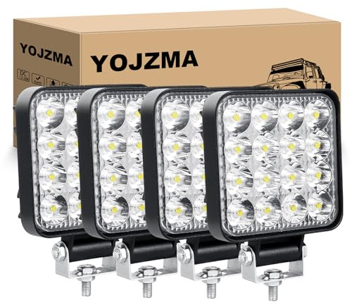 YOJZMA 4Pcs Mini LED Arbeitsscheinwerfer, 3.3 Zoll 48W LED Scheinwerfer | Spot, 12V/24V, 6000K Weiß, IP67 wasserdicht, Offroad-Fahrleuchte für Motorrad/LKW/Geländewagen/SUV/ATV/UTV/Pickup/Auto