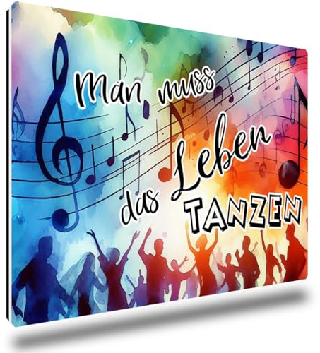 TRIOSK Kühlschrankmagnete Sprüche Motivation Magnet Poesie Leben lustig mit Humor Spruch Man muss das Leben Tanzen Geschenk Zitat Weisheit für Kühlschrank stark eckig groß 85x55 mm