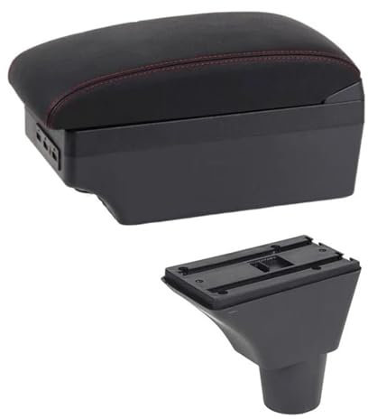 MObyat Caja Almacenamiento Coche Caja De Reposabrazos para Coche, Contenido De Tienda Central, Decoración De Estilo con Portavasos, Accesorios USB para Ibiza 6j 6L(E Red Line 1)