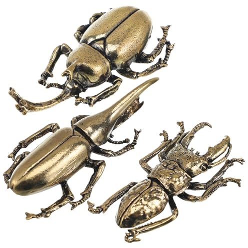 Garneck 3 Stück Metall Insekten Figurine Dekorative Krabbler Schmuck Vintage Tier Ornament Für Zuhause Schreibtisch Deko Heimdekoration