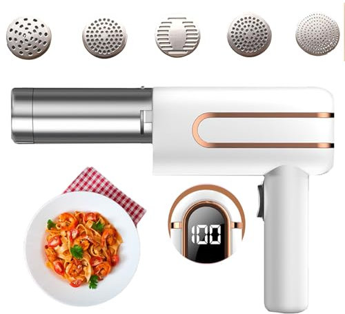 Macchina Per Pasta Ricaricabile, Macchina per la Pasta Fresca Elettrica Senza Fili con 5 Modalità, Portatile Macchina per Tagliatelle Automatica for Cucina Pasta Fatta in Casa Spaghetti