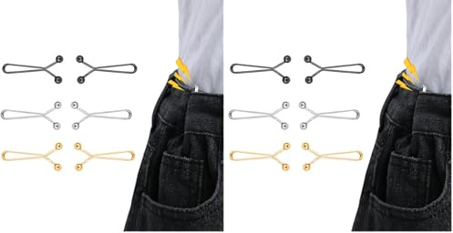 Tensores de Cintura para Pantalones Vaqueros, Juegos de 6 Tensores de Cintura para Pantalones Vaqueros, Botones Desmontables Necesarios para Pantalones