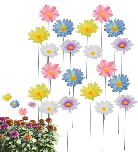 Generisch Bunte Blumenstecker - Dekorative Gartenpfähle | Metall Gänseblümchen Gartenstecker | Metall Blumen Garten Blumenpfähle Dekoration | Rasen Hof Outdoor Dekoration Für Garten Rasen Hof Outdoor