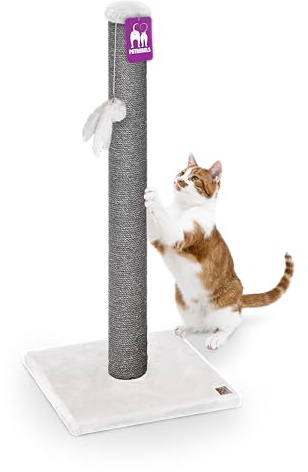 Petrebels Kratzsäule mit 90 cm Sisalstamm, Kratzstamm Maine 90, Off-White | extra stabil, platzsparend, für alle Katzenrassen & jedes Alter, auch für große Katzen & Kitten, einfach zusammenzubauen