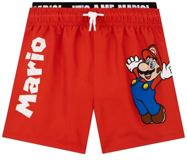 SUPER MARIO Bañador Niño, Bañador Natacion De Mario, Pantalones Cortos Baño Boxer Niño, Cortos De Baño Playa Y Natación Niños, Rojo 8-9 Años