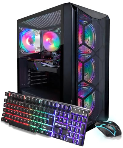 STGAubron Gaming PC Desktop Computer, AMD Ryzen 5 5500 up to 4.2G, GeForce RTX 3060 12G, 16G DDR4, 1T SSD, WiFi 6, BT 5.2, RGB Fan x4, Windows 11 Home