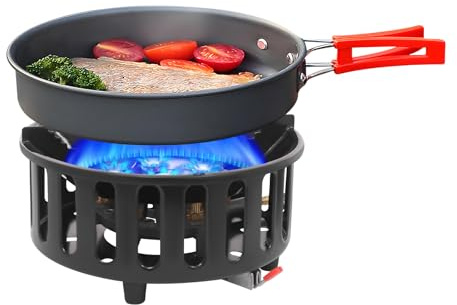 Réchaud à gaz portable 21000 W - Mini réchaud à gaz pour camping en plein air avec 3 adaptateurs - Pour randonnée, pique-nique, trekking et activités de plein air