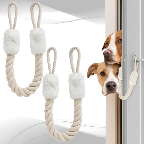 2 Stück Türkordel Klemmschutz,Türstopper Klinke,Klemmschutz Für Türen,Türklinken Stopper,60 cm Baumwolle Türstopper Seil,Für Kinder, Sicherheit Fingerschutz Und Haustier(Weiß)