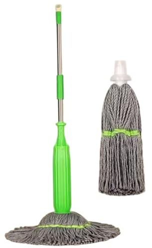 Joygoodta Trapeadores para la Limpieza del Piso, 2 en 1 Microfibra de Secado con 1 Recarga Adicional y Cabeza de 18 Pulgadas, retorcimiento y Absorbente de Manos Libres para el hogar