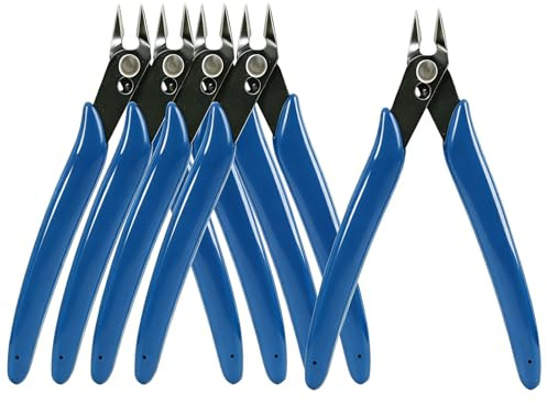 Small Wire Cutters 5 Pack, 5 Inch Micro Flush Cutters with Spring Loaded Design, Precision Side Cutters Wire Cutters Small for Jewelry Making, Models, Crafts, Electronics and Plastic Trimming