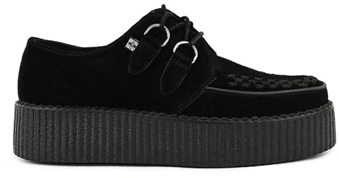 TUK skor unisex Viva High Creepers – läder plattform snörning gotiska skor, Mocka svart, 10 UK Men/ 11 UK Women