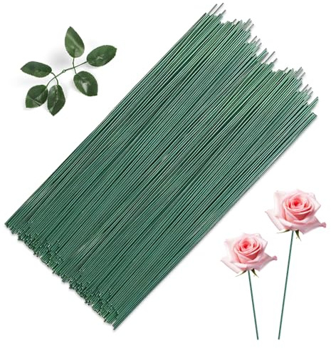 HMCEY 100 Piezas Alambre Floral 2 MM X 30 CM,Alambre de Floristería,Varillas de Alambres para Flores Manualidades,Tallos de Alambres para Flores Artificiales para Hacer de Floral, DIY - Verde