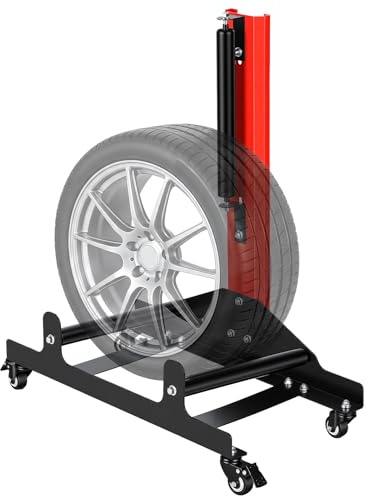 Awjaisca Hochleistungs-Reifenreinigungsständer, 360°-Rollrad-Aufbereitungsständer mit 3 rotierenden Rollen für PKW, SUV, LKW – höhenverstellbar, ergonomisches Felgenpolier- und Rot