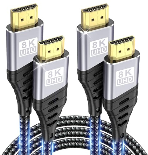 TEFLOTY Cable HDMI 2.1, 1M (2 Unidades) Cable HDMI 8K de Alta Velocidad Ultra HD 48Gbps 8K@60Hz 4K@120Hz 7680P eARC HDCP 2.2&2.3 DTS:X Compatible con HDTV, PS5/4/3, Xbox Series X/S, Monitor Mehr
