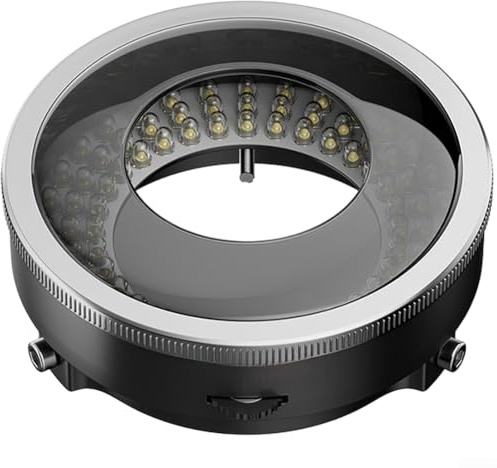Polarized Ring Light for Microscope, 96 LED Anti-Glare Illuminator with 360° Rotatable Analyzer, Metal Housing for Monocular and Microscopes, Silver