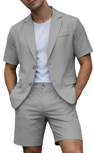 Traje de 2 piezas para hombre, traje corto de verano, playa, boda, traje de chaleco, juego de pantalones cortos, corte ajustado, boda, padrinos, verano, chaleco para bodas y cenas de gala