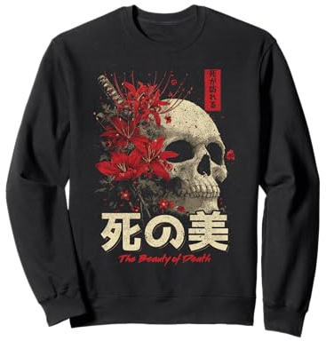 Rosso Ragno Giglio Fiore Cranio Scheletro Anime Giapponese Felpa