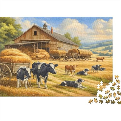 Pradera Vacas Lecheras Puzzle de 1000 Piezas Papel para Adultos Escena Rural Juego de Puzzle Relajación Familia Decoración Regalo Nan