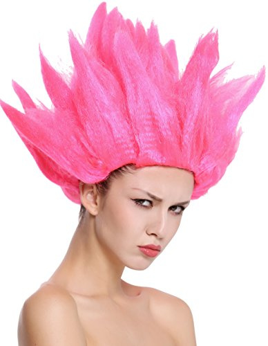 WIG ME UP - 91062-PC5 Perücke Damen Herren Karneval Halloween Cosplay Blume Tulpe Fee Elfe Pink Rosa hochtoupiert