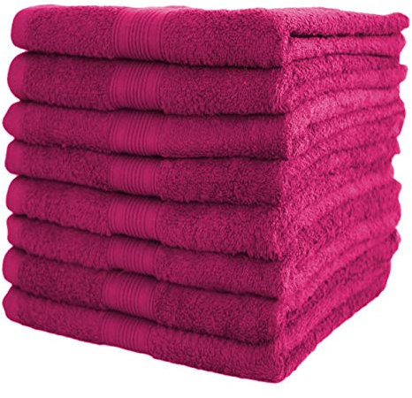 NatureMark Lot de 8 serviettes de toilette en tissu éponge, 100% coton, Rose, 50 x 100 cm