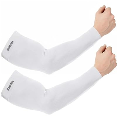 KMMIN Armärmar, UV-skyddshylsor för körning, cykling, golf, basketvärmare, kylarmsärmar, UPF 50, solskyddshandskar för män och kvinnor, vuxna, täckande tatueringar (2 vit)