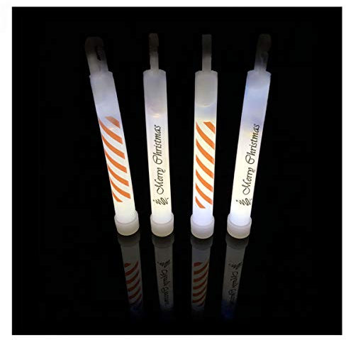 10er Set - bedrucktes Power-Knicklicht Merry Christmas in Weiß/Gletscherweiß Leuchtend - Knicklichter mit Aufdruck für Weihnachten, Weihnachtsmarkt und Weinhnachtsfeier