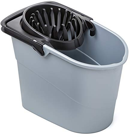 Tatay Cubo de Fregona Spider, de Polipropileno, Libre de BPA, Escurridor por Presión, Sin Salpicaduras, Fabricado en España, Color Gris. Medidas 34 x 28,5 x 30,5cm