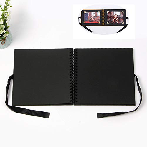 Hama Fotoalbum 215 * 150 mm, Fotobuch mit 30 schwarzen Seiten, 120 Fotoalben, zum Entwerfen und Einfügen) schwarz