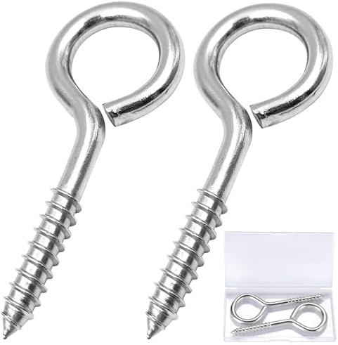 YGAOHF 5 Inch Large Eye Hooks - Solid Stainless Steel Eye Hooks Screw in Heavy Duty, 500LBS Capacity, Self Tapping Eyelet for Heavy-Duty Applications, Indoor & Outdoor