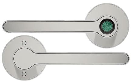 Blusafe Fingerprint Internal Door Lock, Biometric Smart Door Handle, 50 Fingerprints, 2 Backup Keys, HMO/Student Houses, Bedrooms, Home Office Locks (Rose, Chrome)