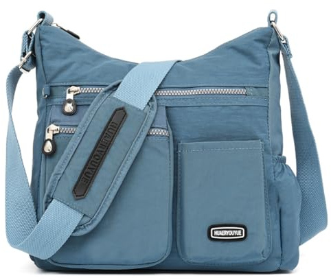 Estwell Bolso Bandolera Mujer Grande Bolso de Hombro Moda Impermeable Nailon Crossbody Bolso con Múltiples Bolsillo Casual Bolsa para Escuela Viaje Trabaja