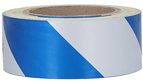 Longzhuo Wetterfeste Sicherheitsbänder Bänder 5cmx30m Reflektierendes Sicherheitswarnband Blau Weiß Gestreiftes Gefahrenmarkierungsband Sicherheitsstreifen, Bodenband, Absperrband für Boden, Wände