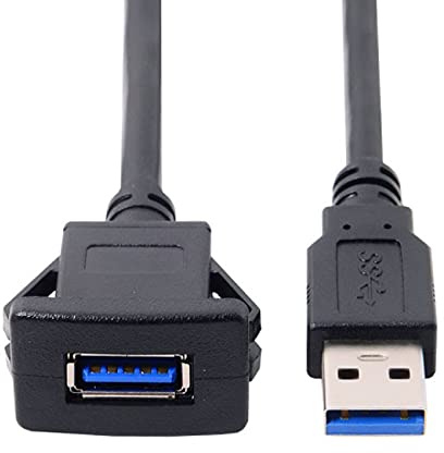 NFHK USB-3.0-Verlängerungskabel für Armaturenbrett, wasserdicht, 1m wasserdichtes einzelnes USB 3.0-Verlängerungs-Kfz-AUX-Kabel für das Armaturenbrett (100cm)
